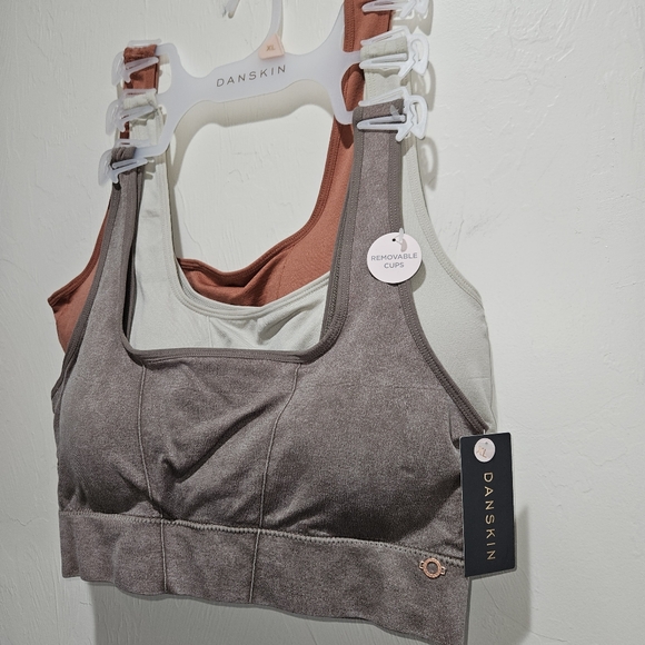 NWT! Set of 3 Danskin Bralettes in Brown Cream Terracotta Brand New X3 Bra - Picture 2 of 6